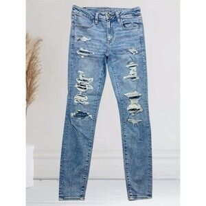 American Eagle Jegging Size 6 Women's Patched Distressed High-Rise Stretch Jeans